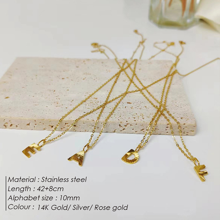 10g Weight Simple Style Letter Stainless Steel Pendant Necklace In Bulk