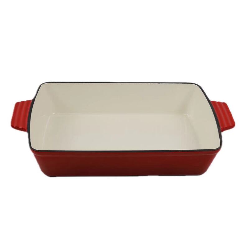 [Color can be set] cast iron enamel pot binaural uncoated rectangular baking tray flat bottom plate baking rice special plate