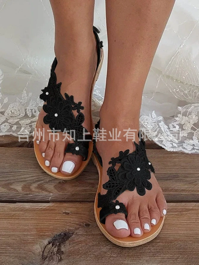 2022 летние новые сандалии с носком для внешней торговли, женские пляжные сандалии больших размеров в богемном стиле с цветочным носком
