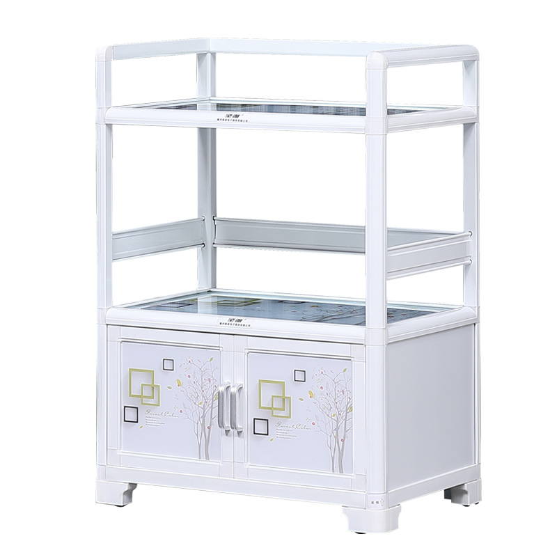 Armario de comedor armario de aleación de aluminio armario horno de microondas salón de belleza herramientas de manicura carro estante contra la pared