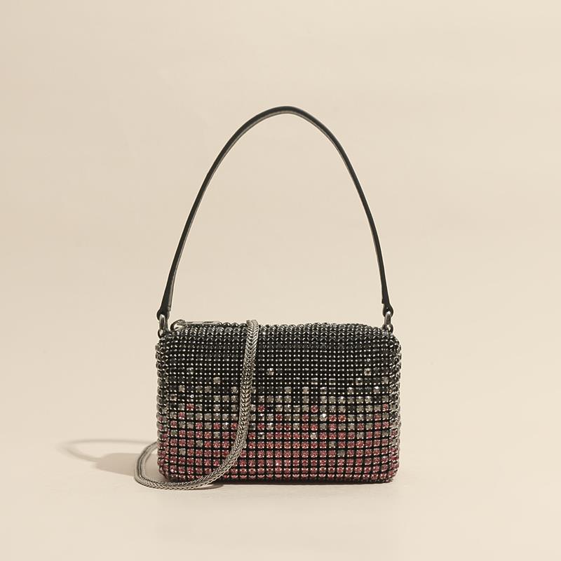 奢華晚宴包純色小方包歐美風範水鑽氣質百搭手提包2022春夏新款