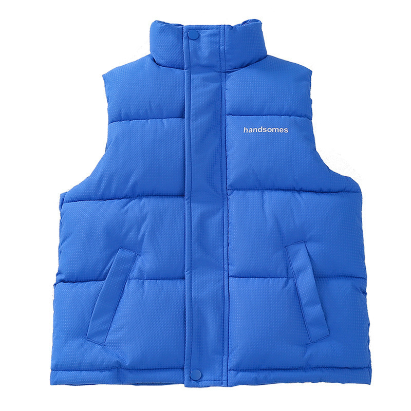 Niños chaleco de algodón de pluma otoño y invierno calentamiento ropa infantil abrazadera de caballo grueso para niños de edad media y grande vestir chaleco de cuello nuevo
