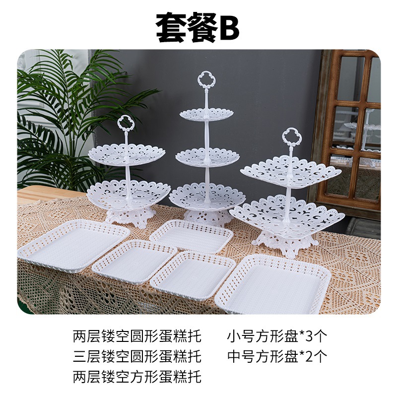 Decoración de postres de cumpleaños estante de exhibición de boda europea estante de frutas estante de pastel de plástico bandeja de bocadillos