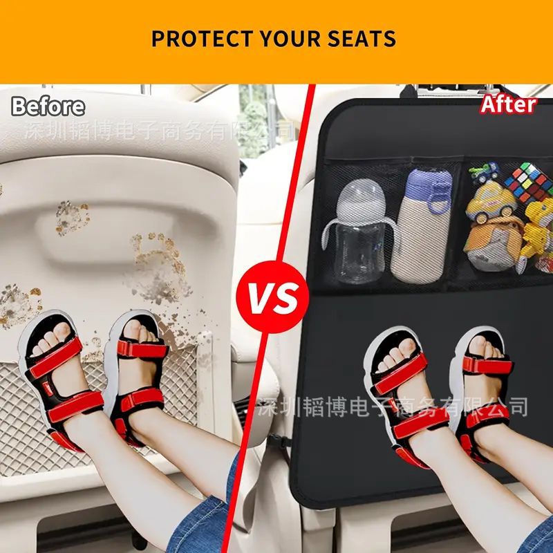 Car Rear Seat Anti-Kick Pad Car Rear Seat Protection Pad Car Anti-Dirty Waterproof with Storage Bag