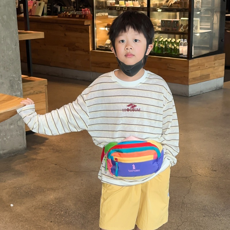 한국판 패션 백합 어린이 가슴 가방 남녀 어린이 서양식 배색 크로스백 초등학생 야외 허리 가방 제로 지갑