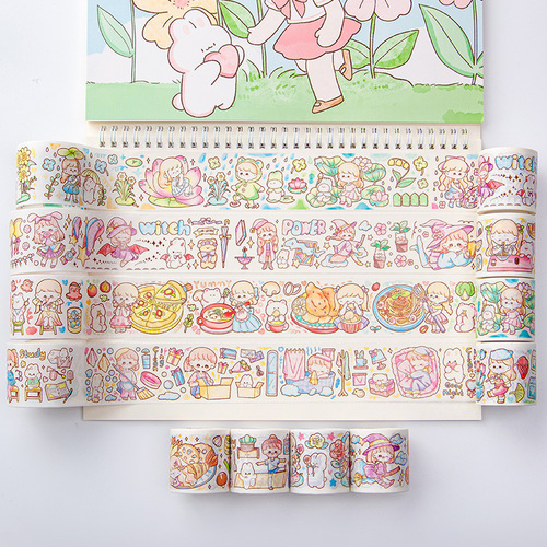 Creative special oil tape and paper pocket stickers Fresh and cute character DIY material release decorative pocket tape