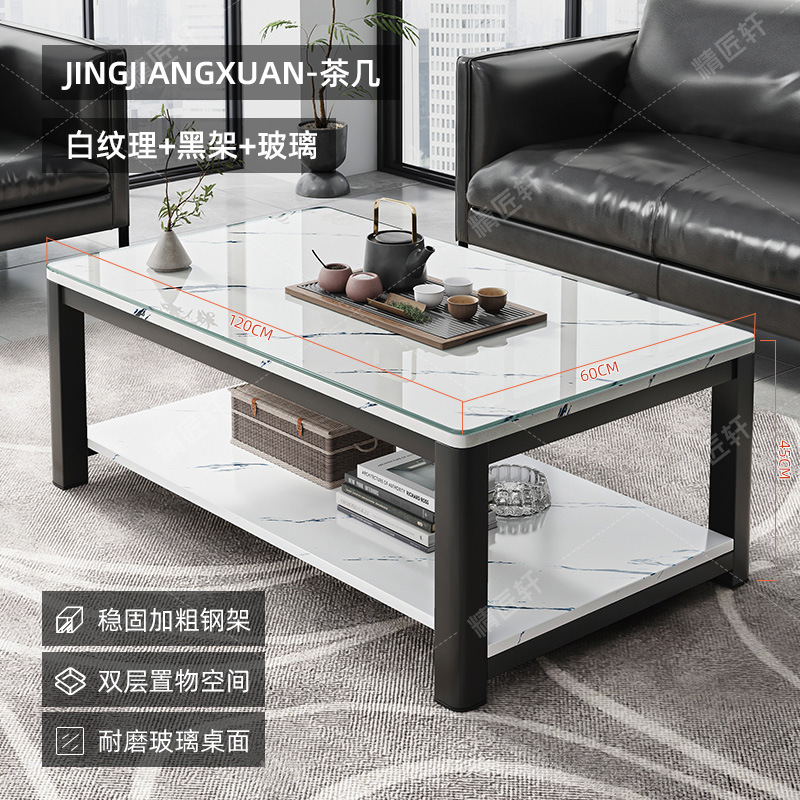 [40MM 두께의 강철 다리 업그레이드 유리 조리대] 120CM 흰색 질감 색상