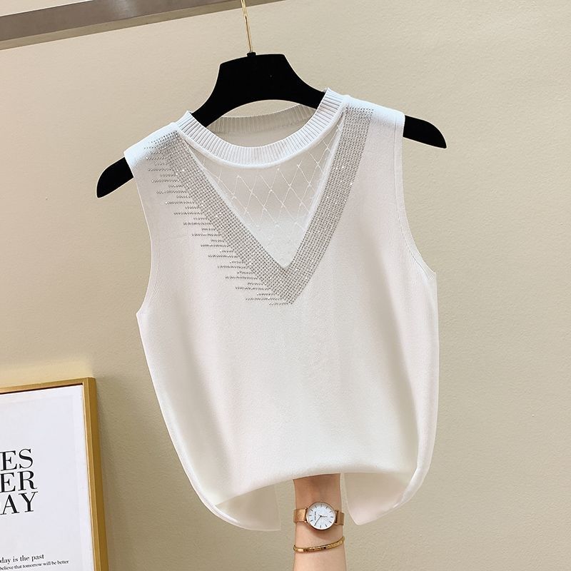 Ice Silk Camisole Women's Outer Wear Trendy Suit with Lace Knitted Base Shirt Women's Summer Beautiful Back Internet Popular