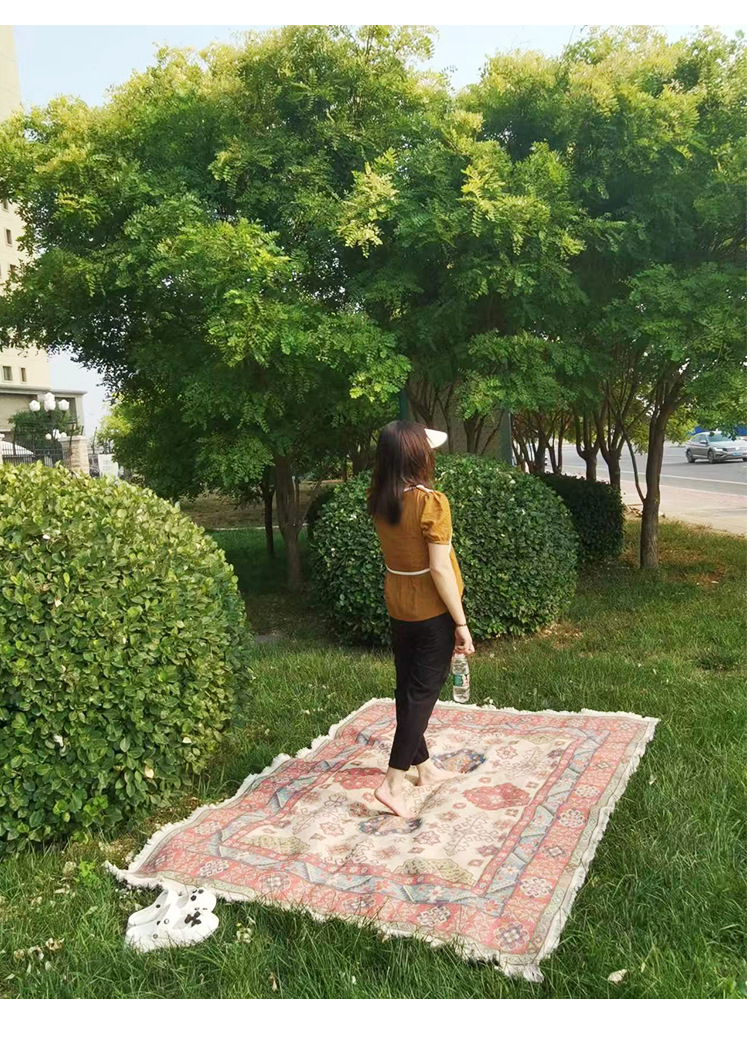 手工流蘇編織毯,露營毯,酒店民宿裝飾毯,野餐墊,防潮墊