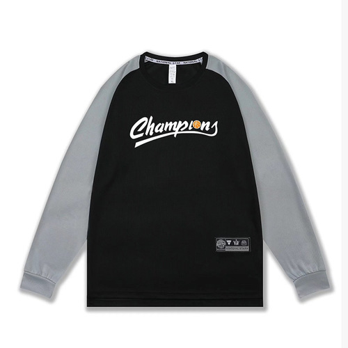 New men's quick-drying sports t-shirt with prints, breathable fitness running top long sleeve basketball uniform shooting training top