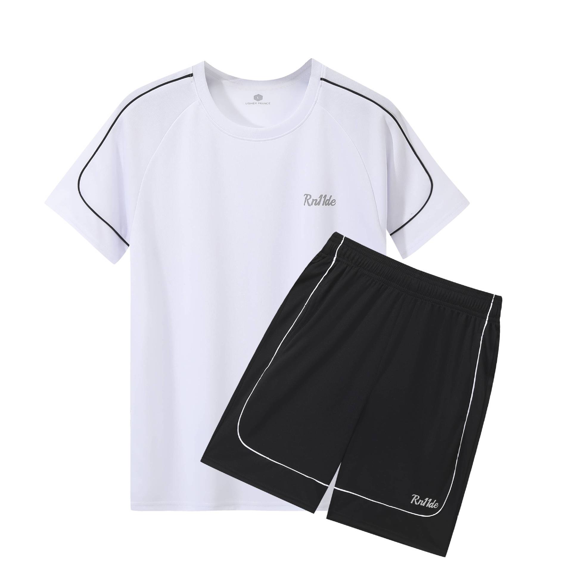 Traje deportivo Camiseta de secado rápido para hombre Camiseta de manga corta para correr ropa de fitness de verano casual de dos piezas al por mayor
