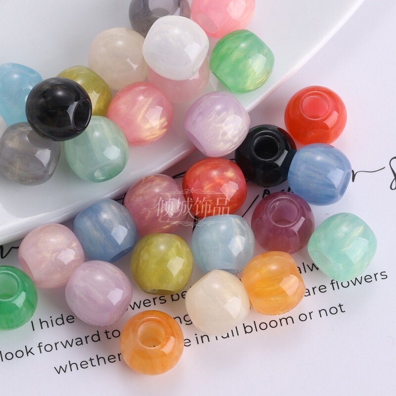12*11mm colorful gold-plated large-hole resin beads, used as decorative accessories for Chinese-style clothing, Hanfu, Tang suits, and DIY crafts