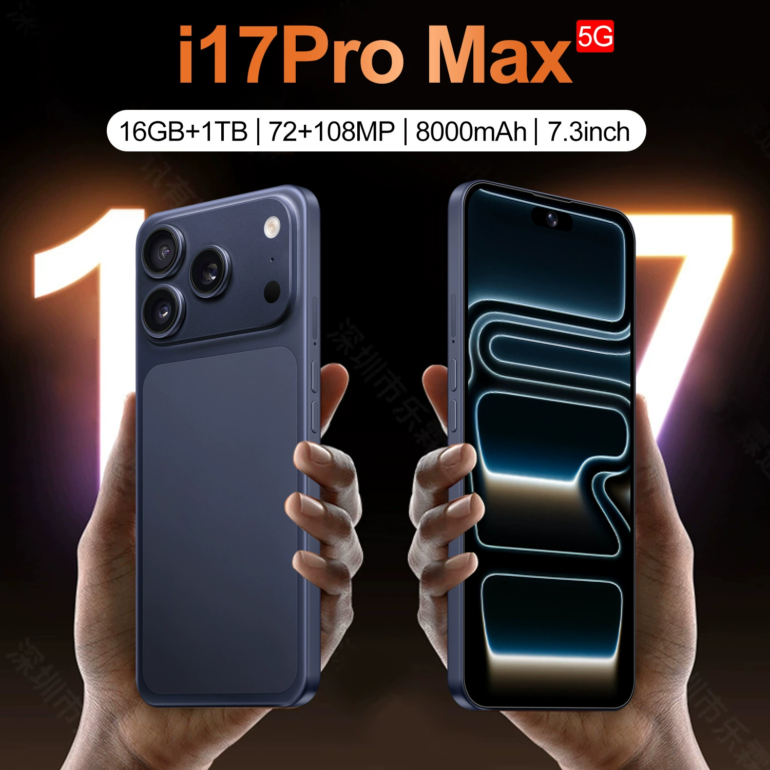 Мобильный телефон, умные часы, intel core i17, 17промакс, (торговля через границу), 7,3 дюйма, широкий экран, Android