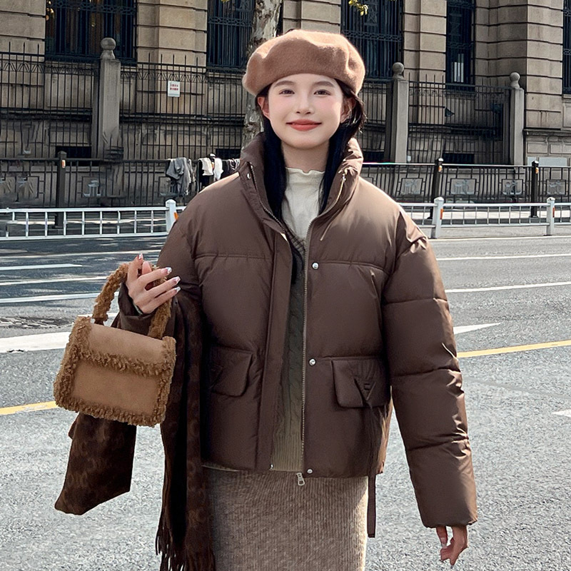 Ropa de pan corta, ropa de algodón coreana, mujer pequeña, cuello grueso, calor, atmósfera casual, abrigo de algodón de invierno image 9