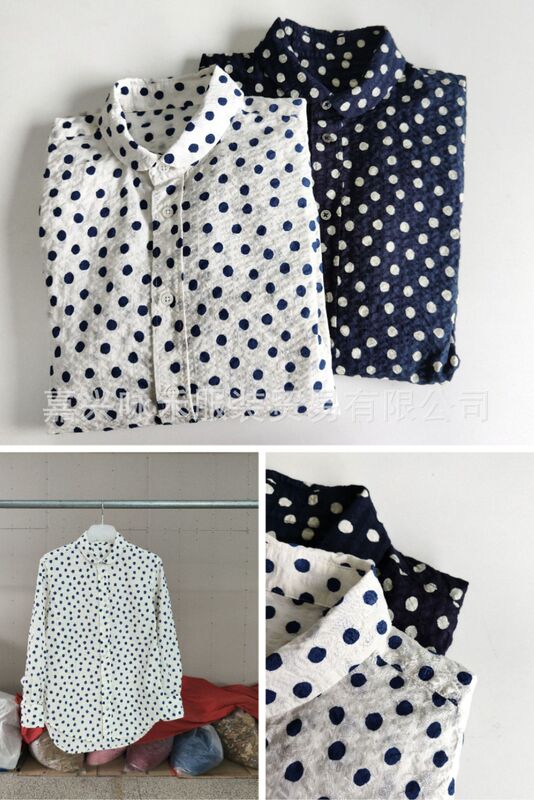 Niche Cdg Loose Polka Dot Bubble Cotton Shell Button Shirt