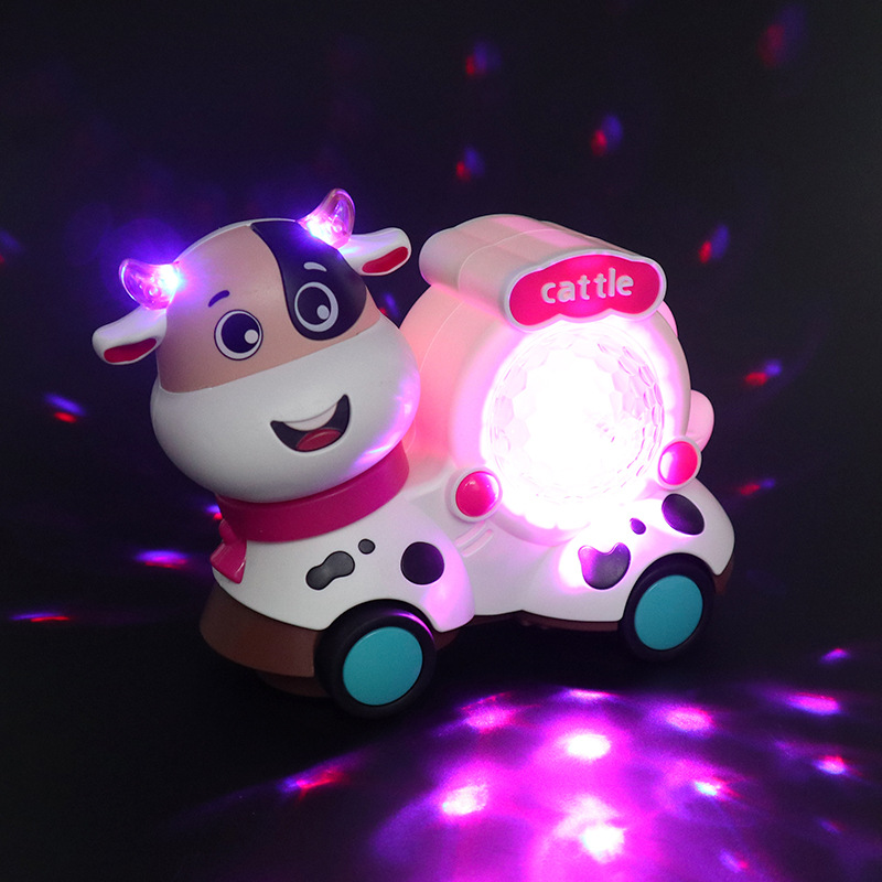 Tiktok caminando dibujos animados ganado y ovejas música ligera fresca Universal Internet celebridad coche de juguete eléctrico para niños mercado nocturno transfronterizo
