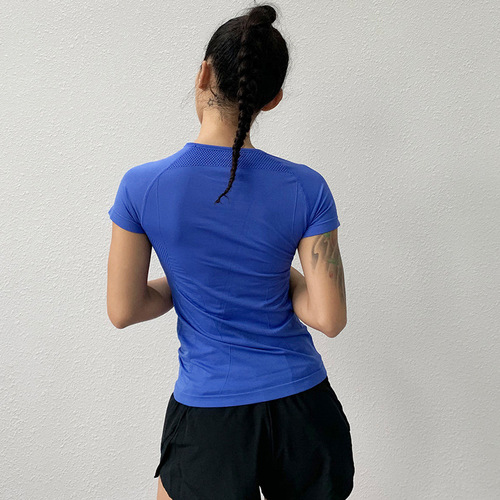 Sports short-sleeved women's elastic fitness clothing yoga tops women's tight-fitting running training half-sleeved summer slimming quick-drying T-shirt