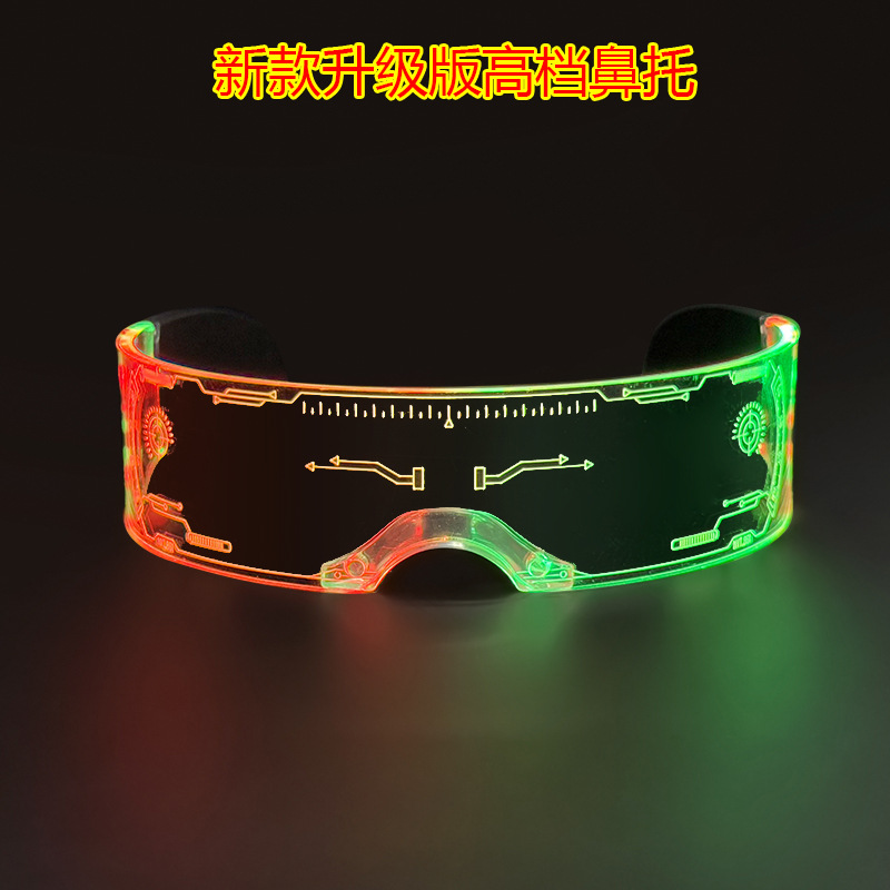 Nuevas gafas luminosas coloridas de acrílico LED de Amazon, gafas de ciencia ficción, fiesta de Navidad, barra de vacaciones