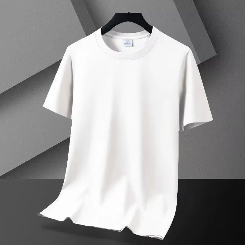 モーダル夏半袖 Tシャツメンズラウンドネックアイスシルク無地ハイエンドアイスフィールスリムシルケットコットン半袖ボトリングシャツ|undefined
