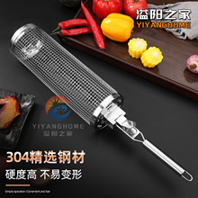 烧烤笼BBQ304不锈钢滚动烧烤筒烧烤网烟熏烤肉圆形亚马逊烤架烤篮