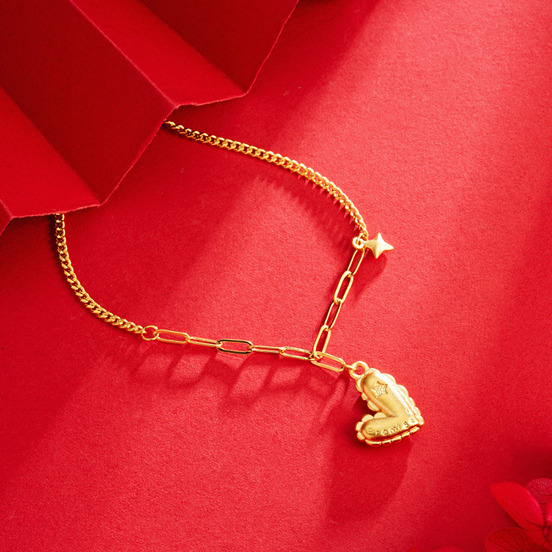 INS simple luz y sombra corazón collar pulsera hembra dulce nicho luz lujo chapado en oro no es fácil de desvanecerse estilo de amor tridimensional