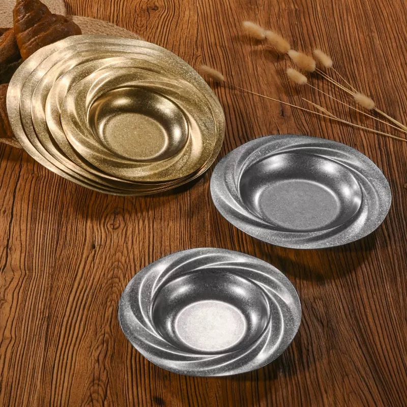 Retro stainless steel pasta plate