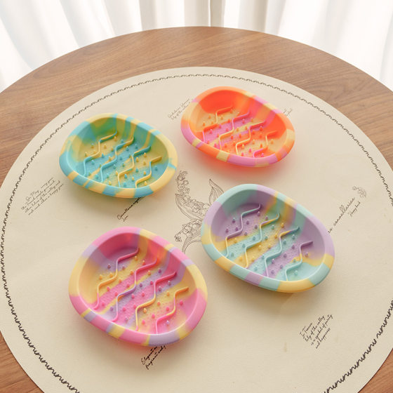 Cross-border New Cats and Dogs Slow Egg Bowl Pet Fengrong Egg Bowl Silicone Bowl Non-slip Small Dog Food Bowl Cat Bowl