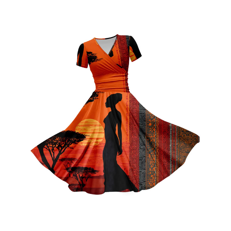 2025 Cross-Border Summer Loose Style New Simple Short-Sleeve High-Waisted Long Dress for Export