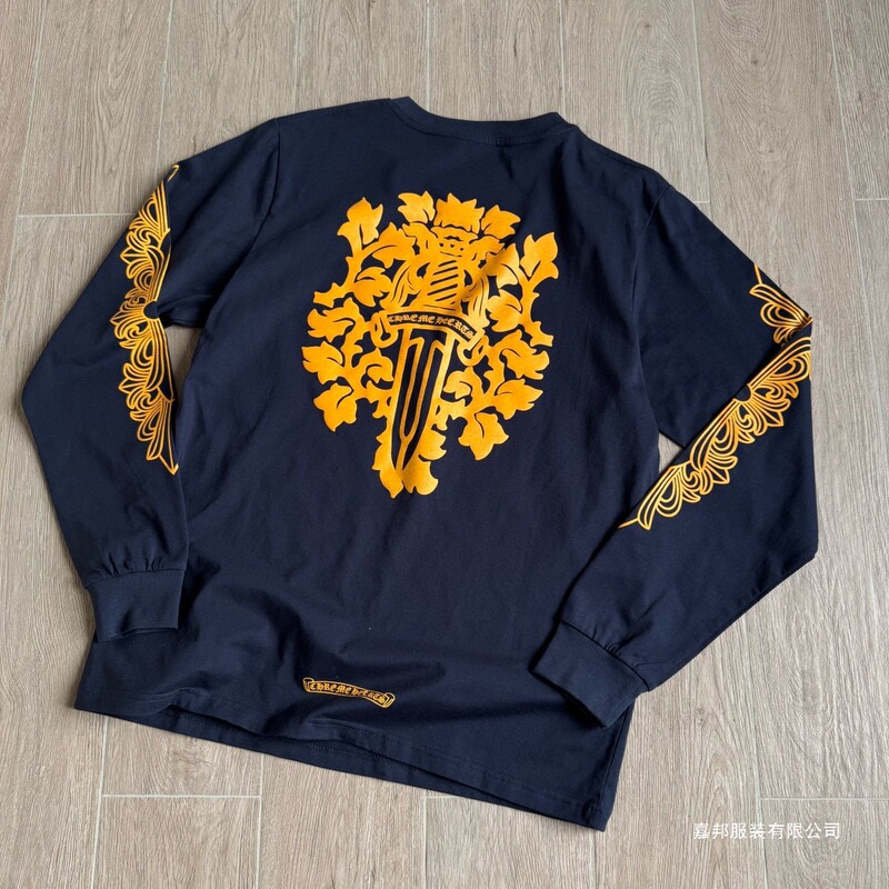 【280G High Version】Ch Chrome Hearts Vine Sword Foam Print Unisex Classic Versatile Long Sleeve T-Shirt for Spring and Autumn