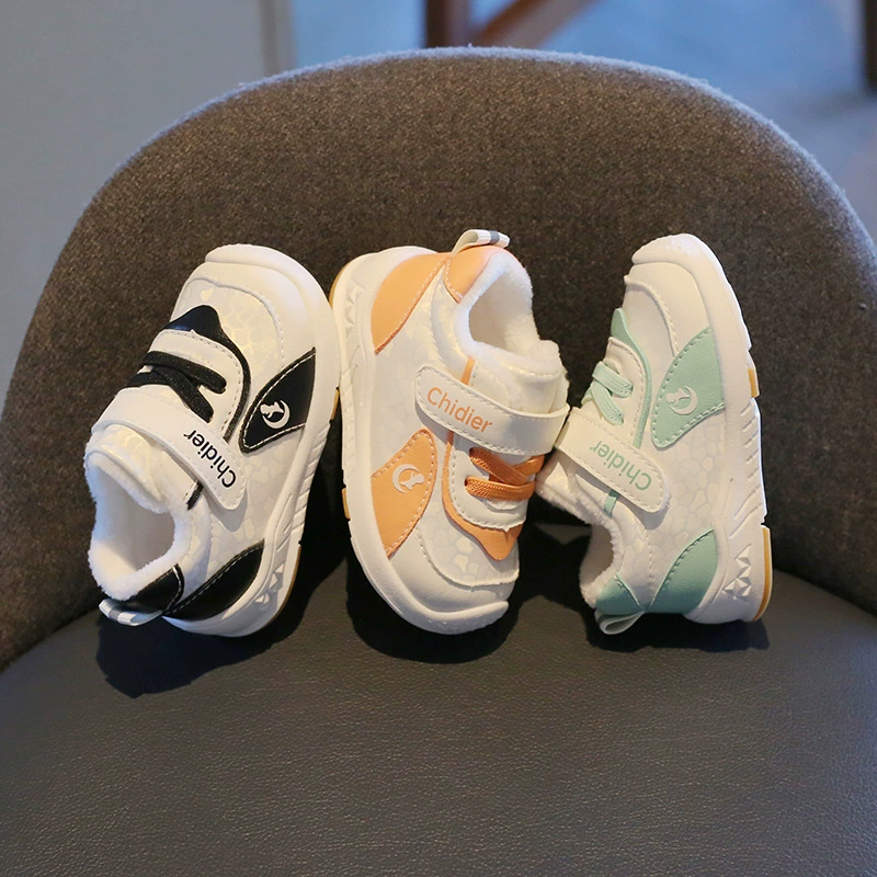 Caidi Aidong 0-1-3 лет, непромокаемая теплая прогулочная обувь из ультраволокнистой кожи на флисовой подкладке, нескользящая детская хлопковая обувь с мягкой подошвой