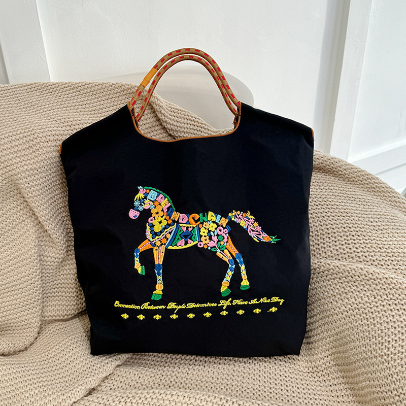 Black flower horse medium