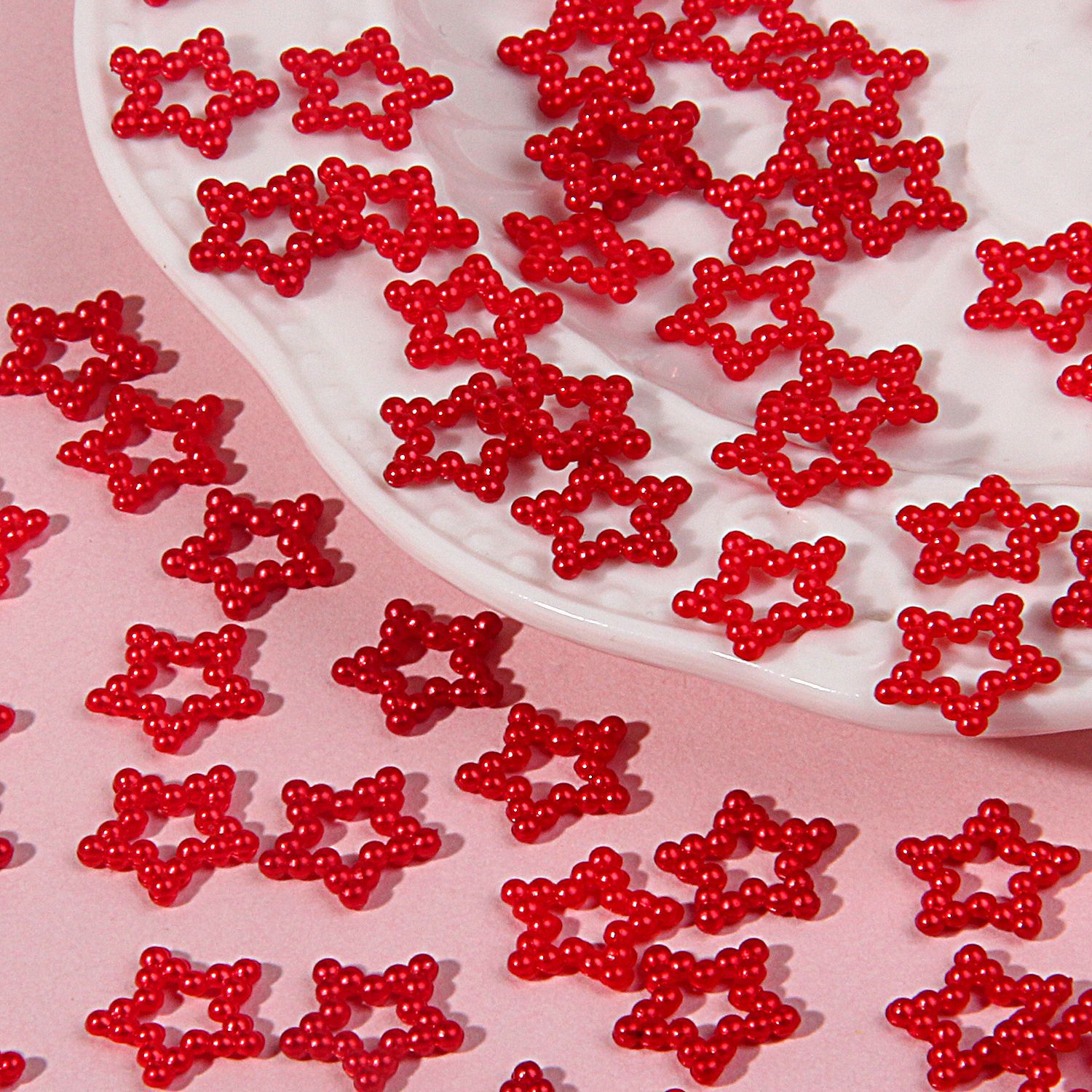 Artificial ABS perla hueco estrella de cinco puntas DIY crema teléfono móvil Shell material tocado accesorios fábrica ventas directas