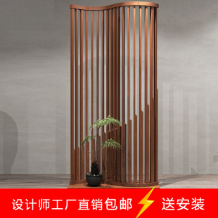 Bamboo Solid Wood Curved Screen Partition Office Exhibition Hall Hotel Hollow Barrier for Home
