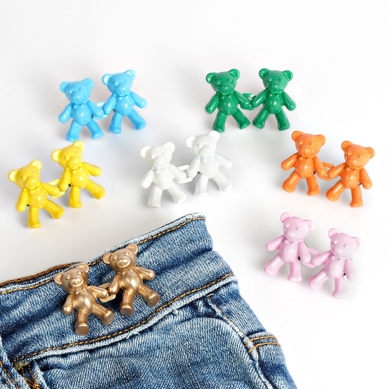 New Bear Belt-Close Jeans with Non-Sewing Design, Adjustable Waist, Can Be Made Smaller, Detachable Tightening Metal Buttons