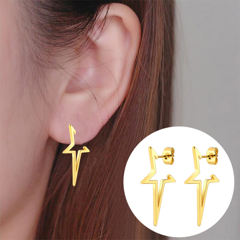 Fashion Star Stainless Steel Star Hollow Out Drop Earrings 1 Pair display picture 1