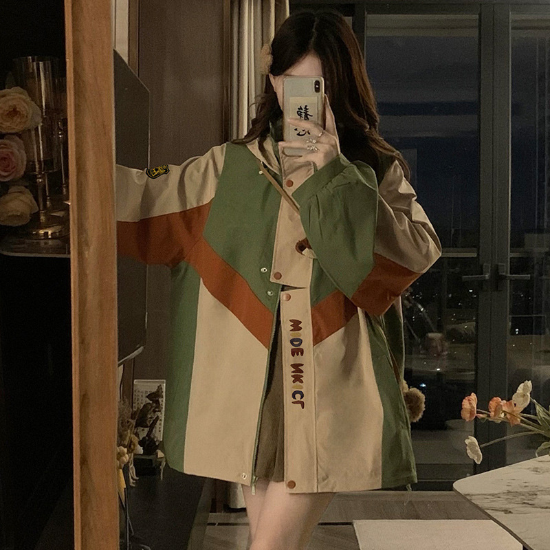 산악 캠핑 커플 패션 재킷 윈드브레이커 가을 신스타일 컬리지 스타일 후드 헤비 재킷 실제 촬영