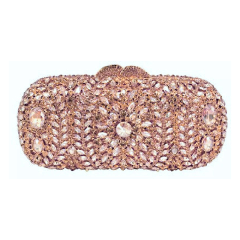 Túi clutch dạ hội nữ đính kim cương sang trọng — Màu Sâm panh