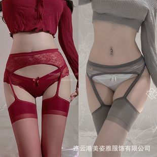 Sexy stockings suspenders lace one-piece red stockings stockings stockings uniform knee-high thin transparent home