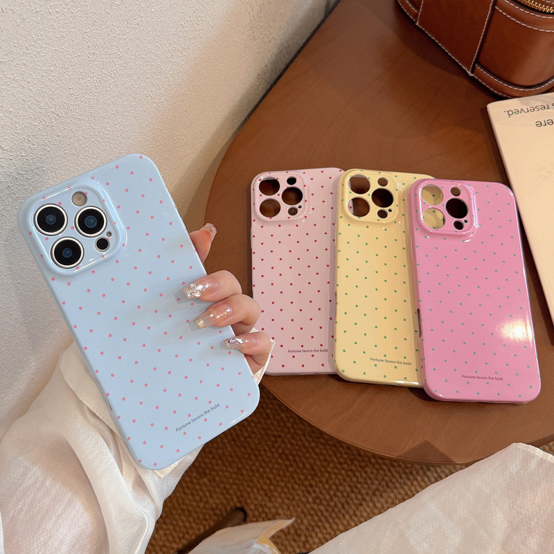 ドーパミン水玉模様 iPhone16promax用スマホケース Apple15フィルム13ソフトケース14韓国風17|undefined