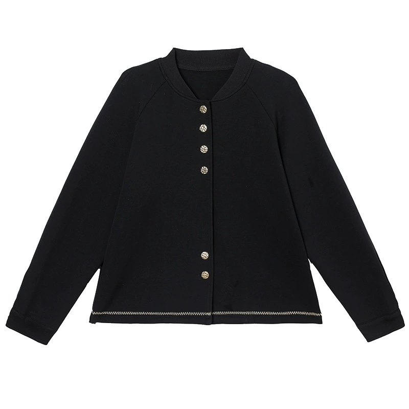 Black baseball uniform, autumn short extra large jacket, Chanel style, oversize, plus size