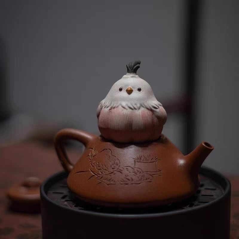 宜兴精品紫砂茶宠蒜鸟摆件手工小鸟雕塑大蒜小鸡茶具算了茶玩可养-阿里巴巴