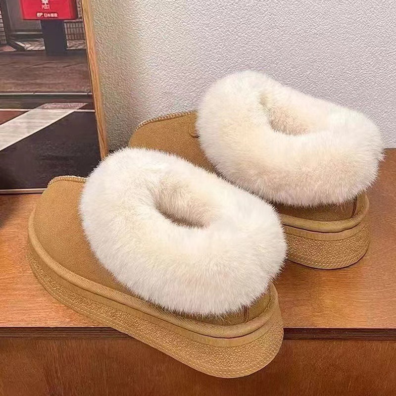 26 New Winter Models of Thick-Soled Height-Increasing Snow Boots for Women, Thickened Warm Plush Slip-On Cotton Shoes