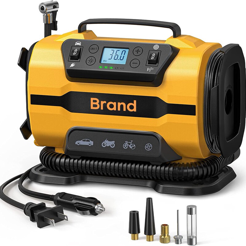 AC/DC Dual-Power Tire Inflator — 110-230V AC + 12V DC