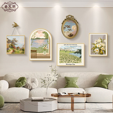 沙发背景墙挂画感装饰画轻奢高级客厅餐厅风风景组合法式奶油壁画