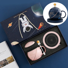 星球陶瓷杯带盖勺马克杯高颜值水杯创意恒温杯礼盒套装杯子礼品