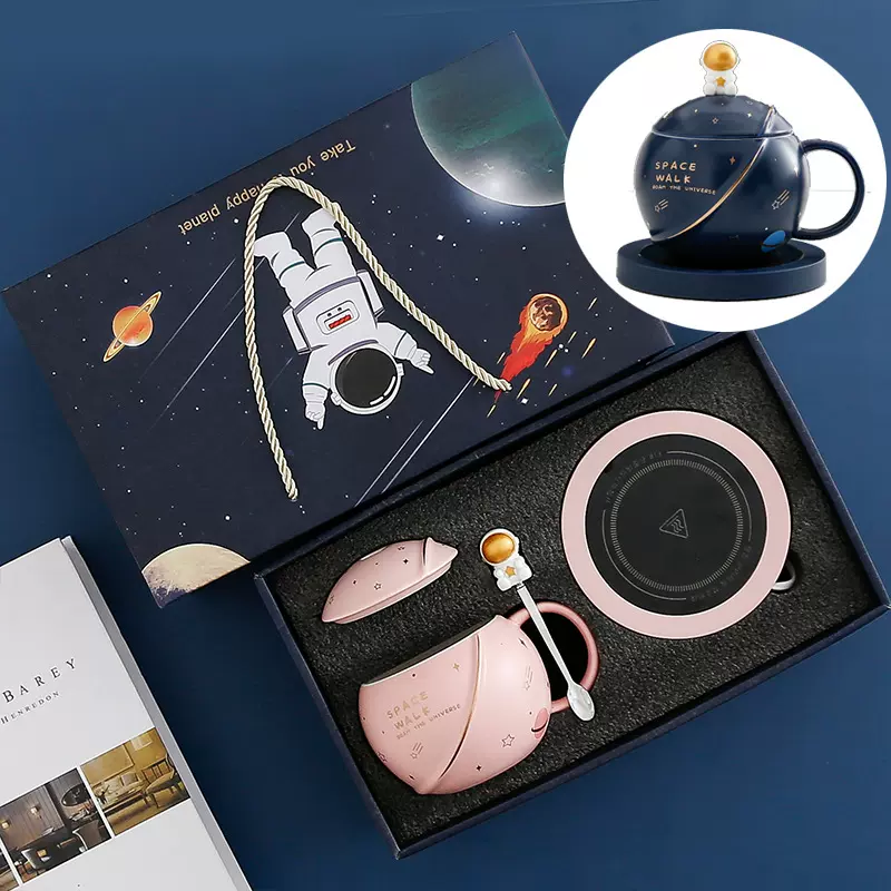 星球陶瓷杯带盖勺马克杯高颜值水杯创意恒温杯礼盒套装杯子礼品