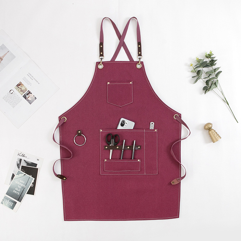 Café restaurante chino Denim delantal floral artista leche té hornear Tienda ropa de trabajo japonés Logotipo de impresión hombres y mujeres delantal