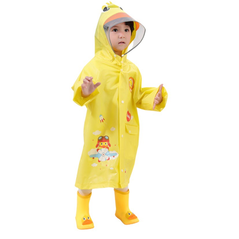Impermeable para niños Niños Niñas kindergarten cuerpo completo ala grande pequeños niños bebé poncho con mochila posición dinosaurio lluvia