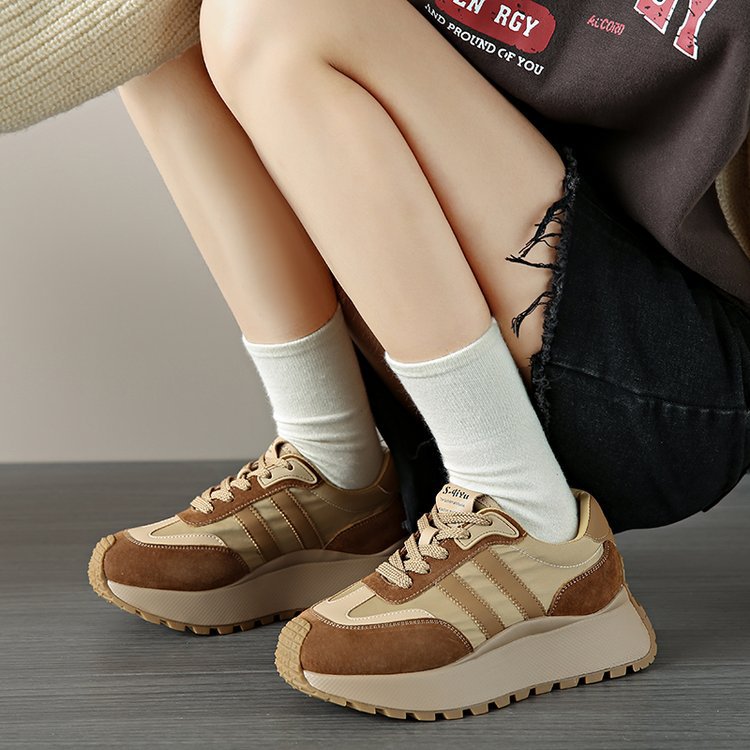 Forrest Gump Shoes Women's New Thick Sole Shoes Popular Women's Leather Heightening Retro Maillard Sports Women's Shoes_voghion.com