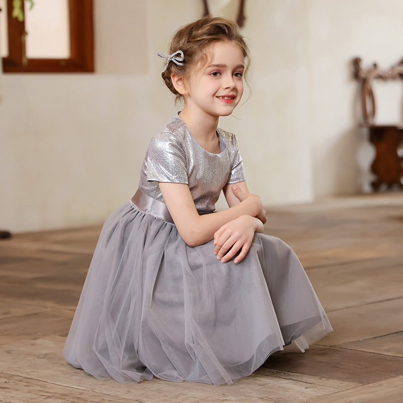 Vestido de niña vestido de verano vestido de princesa de alta gama vestido de gasa de red de un año vestido de rendimiento para niños del día del niño corto